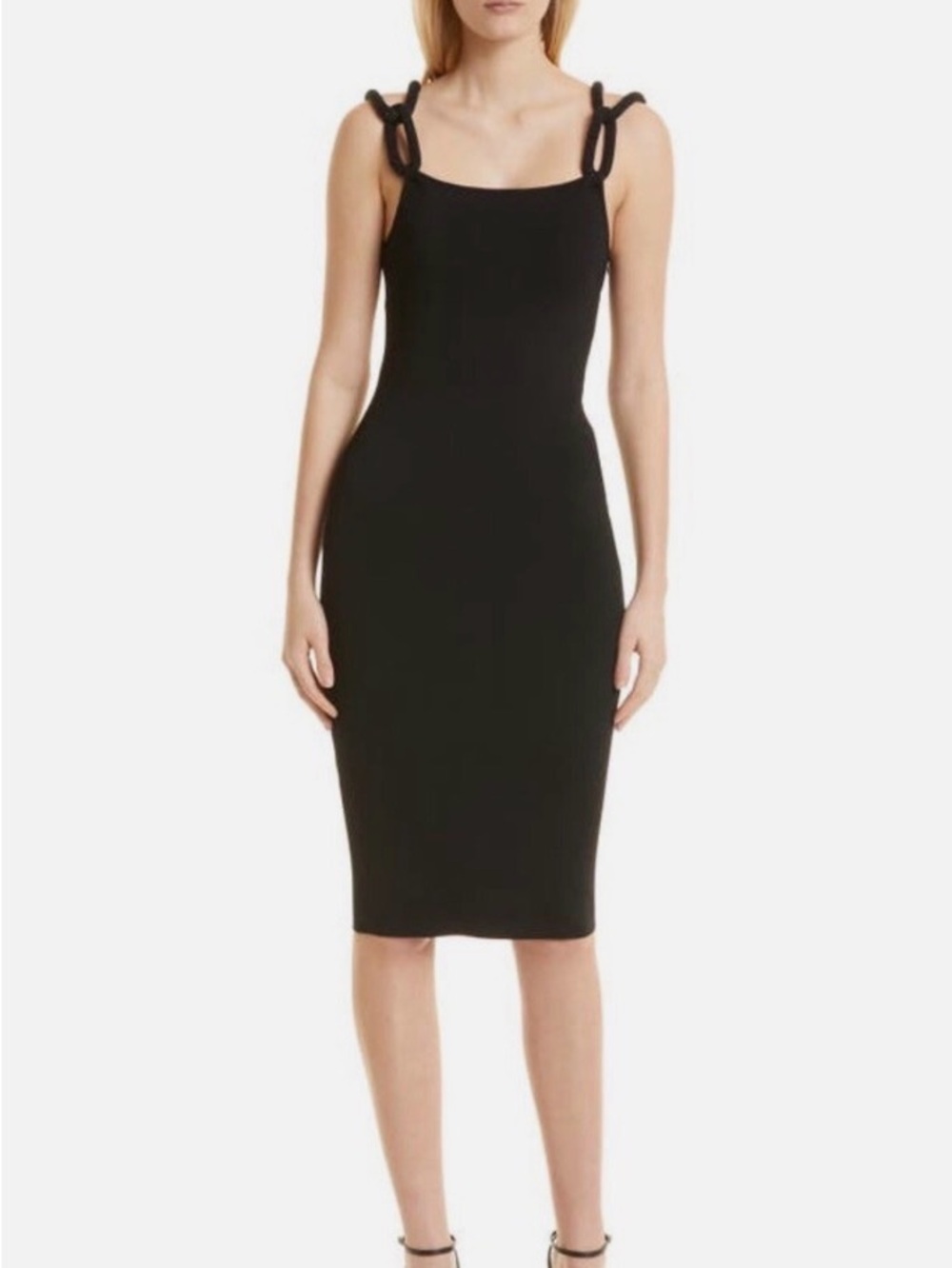 Alice + Olivia - Alina Cord Chain Strap Knit Midi Dress in Black - XS